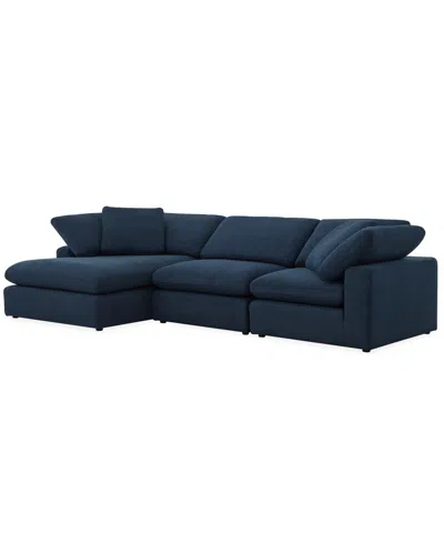 Macy's Furniture Fog 3-pc. Fabric Chaise Sectional Sofa Set In Blue