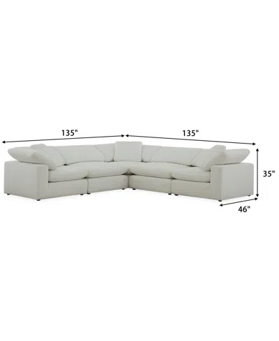 Macy's Fog 5-pc Fabric L Sectional In White