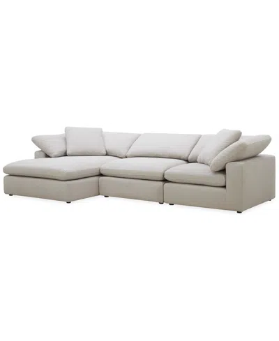 Macy's Fog 3-pc Fabric Chaise Sectional In Gray