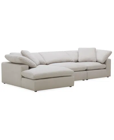 Macy's Fog 3-pc Fabric Chaise Sectional In Gray