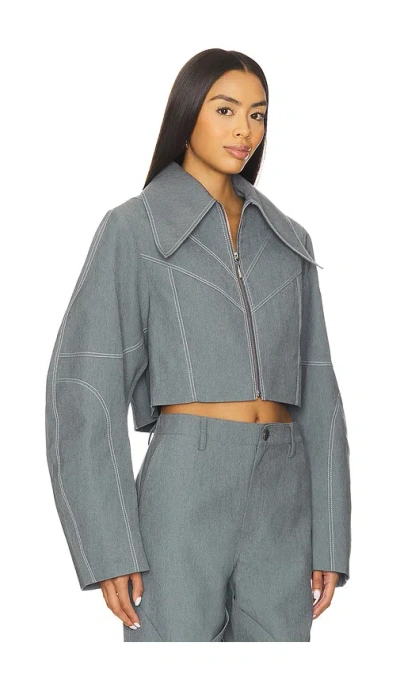 Kate Barton Specialty Denim Paneled Jacket In Gray