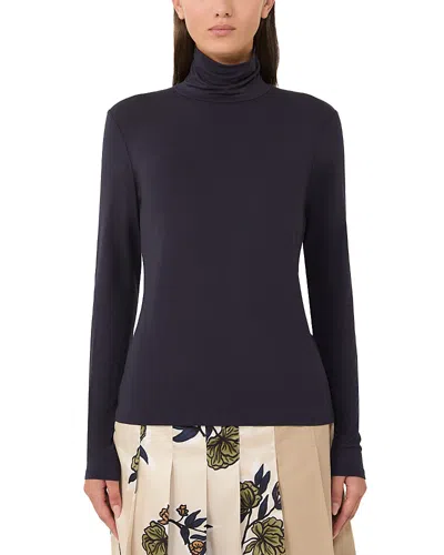Weekend Max Mara Kiku Silk Blend Turtleneck Sweater In Blue