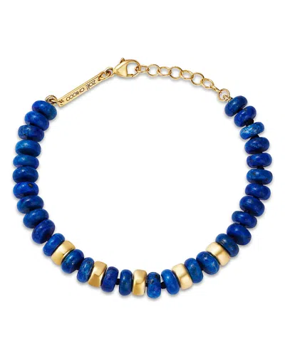Zoë Chicco 14k Yellow Gold Lapis Rondelle Bead Bracelet In Blue