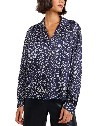 Bella Dahl Smocked Shoulder Textured Blouse In Blue