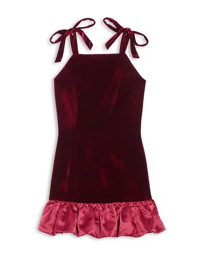 Aqua Girls' Tie Strap Dress, Big Kid - Exclusive, Little Kid In Burgundy