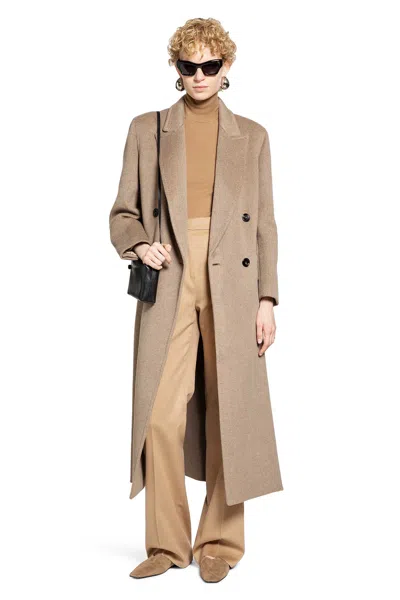 Max Mara Woman Beige Coats In Brown
