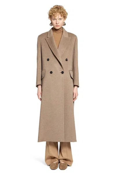 Max Mara Woman Beige Coats In Brown