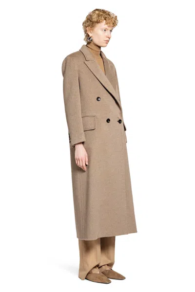 Max Mara Woman Beige Coats In Brown