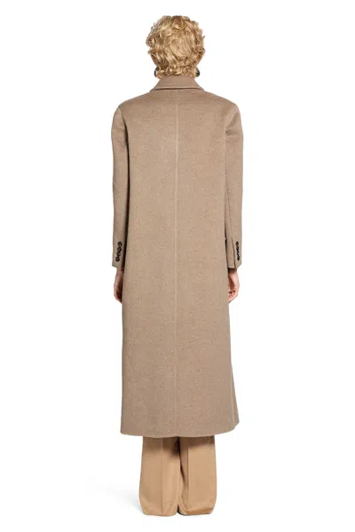 Max Mara Woman Beige Coats In Brown