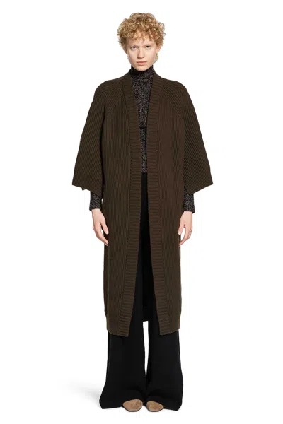Max Mara Moss Green Cardigan In Wool And Cashmere In Brown