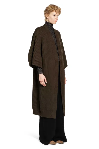 Max Mara Moss Green Cardigan In Wool And Cashmere In Brown