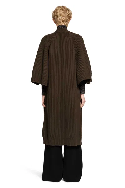 Max Mara Moss Green Cardigan In Wool And Cashmere In Brown