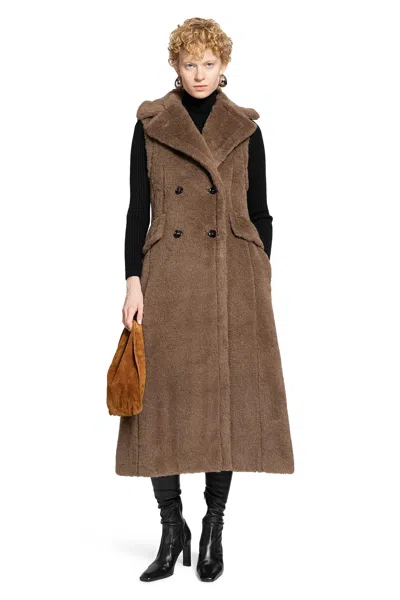 Max Mara Marrone Bronzo Alpaca Coat In Brown