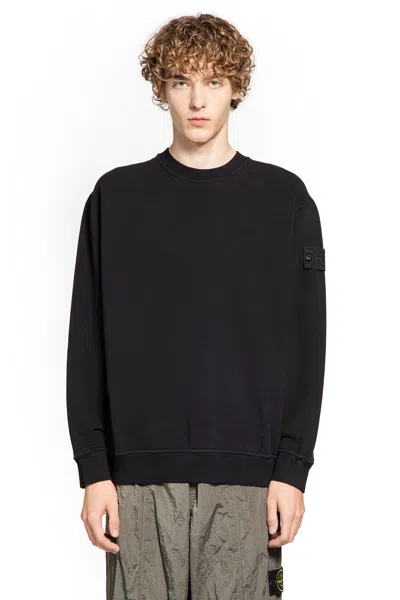 Stone Island Men's Diagonal Fleece Sweatshirt In Black