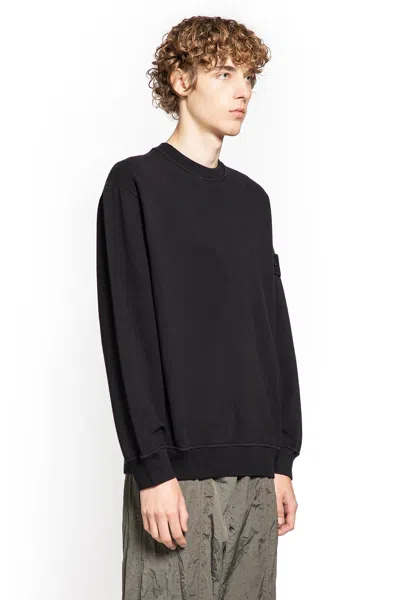 Stone Island Men's Diagonal Fleece Sweatshirt In Black