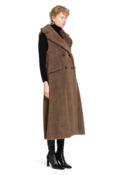 Max Mara Marrone Bronzo Alpaca Coat In Brown