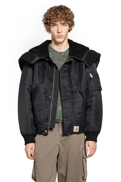 Carhartt Hooded Jacket With Drawstring And Pockets In Black