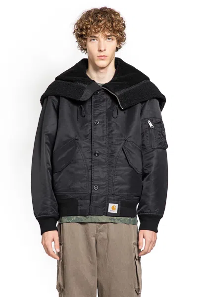 Carhartt Hooded Jacket With Drawstring And Pockets In Black
