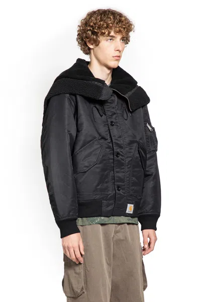 Carhartt Hooded Jacket With Drawstring And Pockets In Black