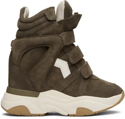 Isabel Marant High-top Suede Sneakers Contrast Sole In Brown