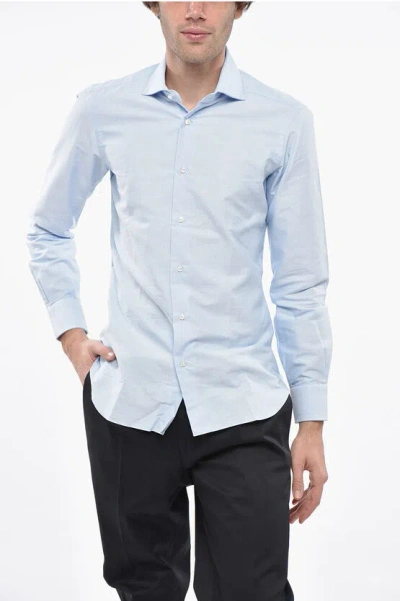 Barba Napoli Solid Color Shirt With Spread Collar In Animal Print
