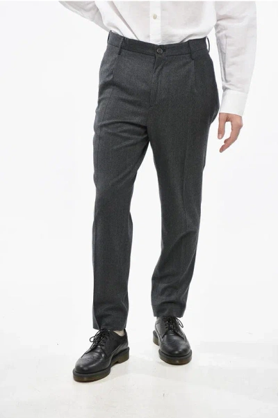 Incotex Single-pleated Virgin Wool Tapered Fit Pants In Gray