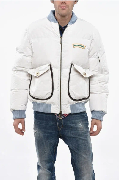 Dsquared2 Quilted Mother Down Jacket With Maxi Pockets In Animal Print