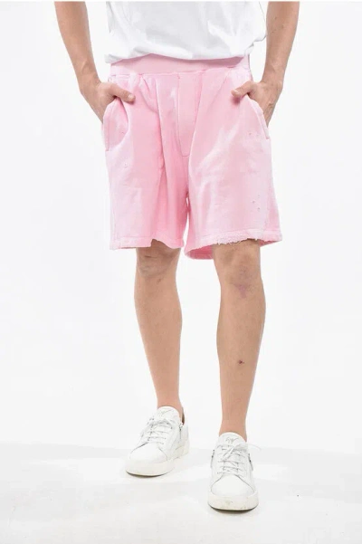 Dsquared2 Vintage Effect Long Arnold Fit Shorts With Elastic Waistband In Pink