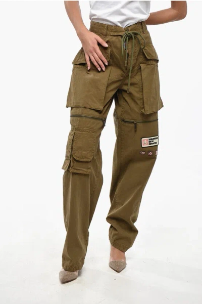 Dsquared2 Cotton Hybrid Cargo Pants With Zip In Green