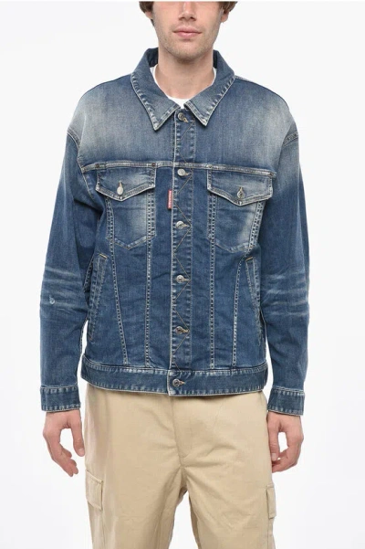 Dsquared2 Icon Oversized Denim Jacket In Animal Print