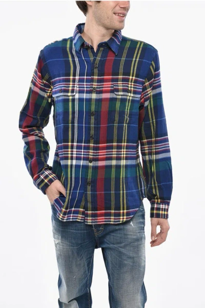 Polo Ralph Lauren Plaid Motif Classic Fit Shirt With Double Breast Pocket In Blue