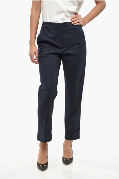 Incotex Cuffed Hem Nevet Chino Pants In Blue