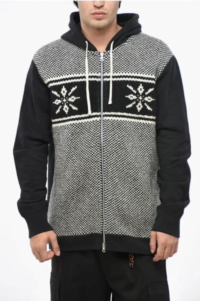Junya Watanabe By Comme De Garcons Eye Man Reigning Champ Patterned Wool And Cotton Sweatshirt In Black
