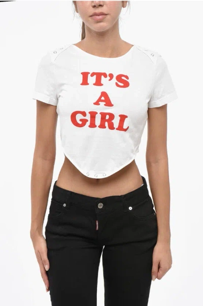 Dsquared2 Solid Color Mini Fit T-shirt With Contrasting Print In White