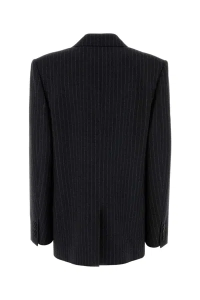 Saint Laurent Oversized Double-breasted Pinstriped Wool-flannel Blazer In Animal Print