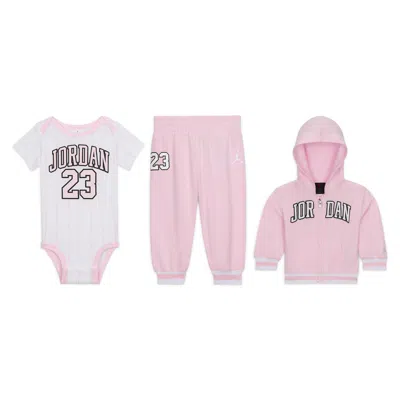Jordan Baby (0-6m) 23 Jersey 3-piece Full-zip Hoodie Set In Pink