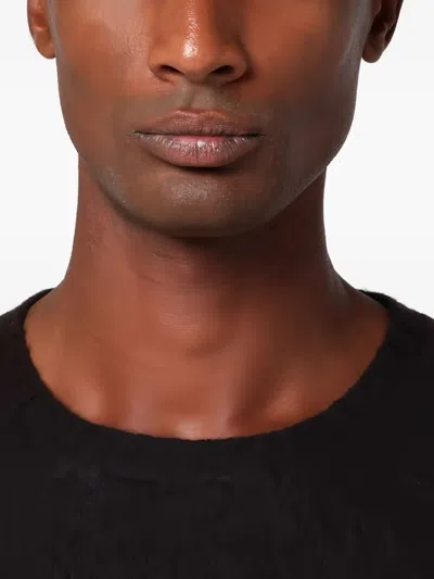 Drumohr Wool Sweater With Long Sleeves And Ribbed Texture In Black