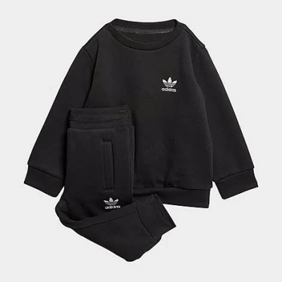 Adidas Originals Infant And Toddler Originals Trefoil Crewneck Sweater And Jogger Pants Set In Black