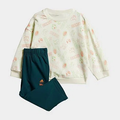 Adidas Originals Infant And Toddler X Disney Mickey Mouse Crewneck Sweater And Jogger Pants Set In Green