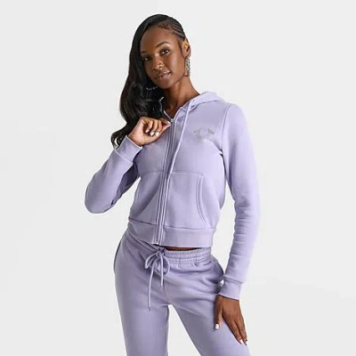 True Religion Women's Crystal Horseshoe Full-zip Hoodie In Purple