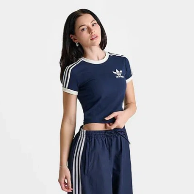 Adidas Originals Women's Originals Adicolor 3-stripes Baby T-shirt In Blue