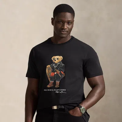 Polo Ralph Lauren Mens Fa25 Black Holiday Bear Bear-print Short-sleeve Cotton T-shirt In Black