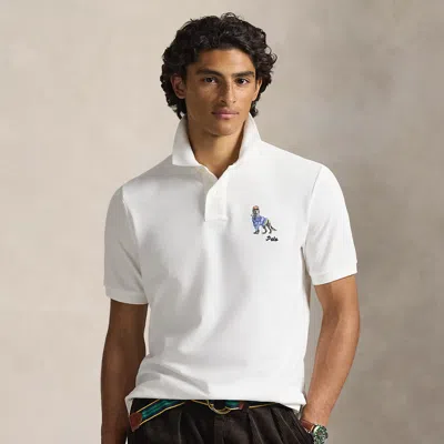 Ralph Lauren Classic Fit Dog-embroidered Polo Shirt In White
