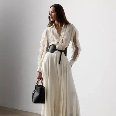 Ralph Lauren Melony Silk Georgette Day Dress In White