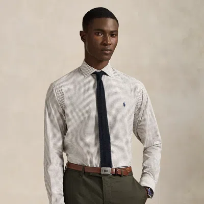 Ralph Lauren Classic Fit Plaid Stretch Poplin Shirt In White