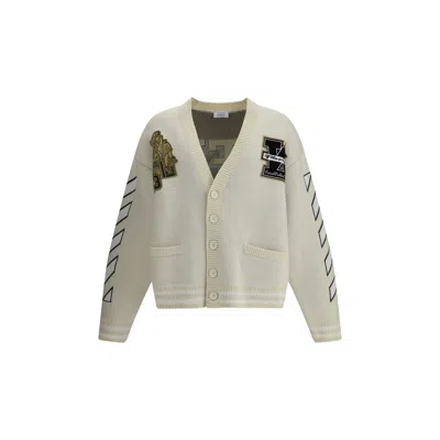 Off-white Lion Varsity Knit Cardigan In White