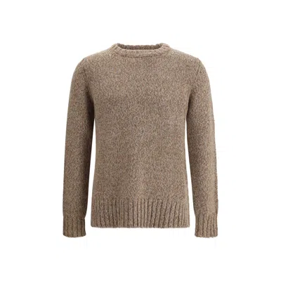 Aragona Cashmere Crewneck Wool Sweater In Brown