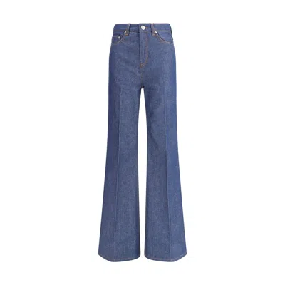 Ami Alexandre Mattiussi Wide Leg Denim Trousers Featuring Pockets In Blue