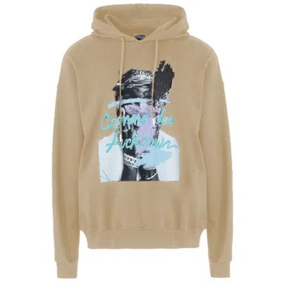 Comme Des Fuckdown Beige Cotton Sweatshirt In Animal Print