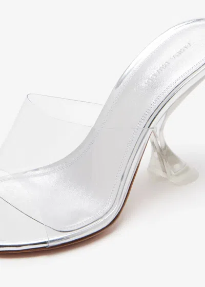 Amina Muaddi Metallic Open-toe Sandals With Sculptural Heel In White